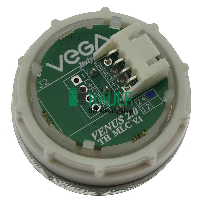 Pulsador Venus inox, azul, JST mastech, NO, 24V, Puerta abierta