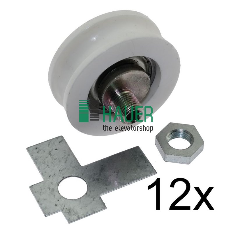 Door roller D38/30 with excentric axle, round groove 8.5, excenter M8, Set=12 St