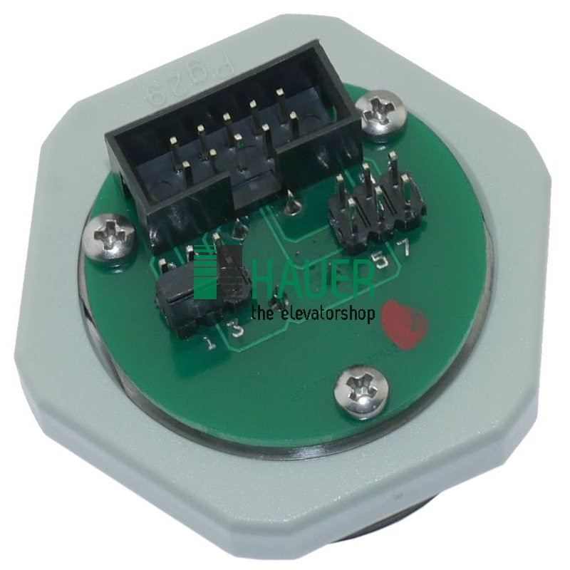 Push button AT33V, LED red, 24V, vandalproof, flat cable,tactile, arrow down