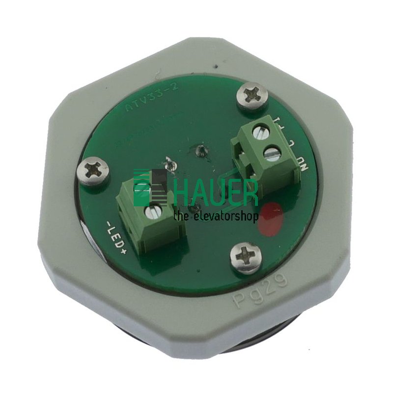 Push button AT33V, LED red, 24V, vandalproof, clamp conn., tactile, 5