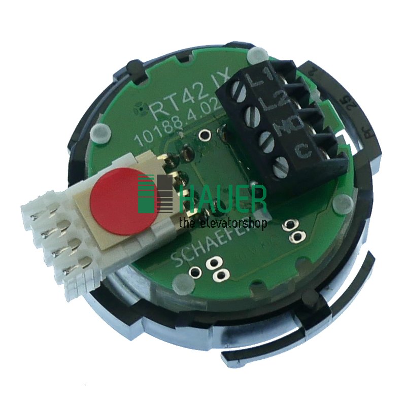 RT42, IX, carcasa V2A pol., 30V rojo, 1 NA, Placa V2A mat, braille, grab., 6
