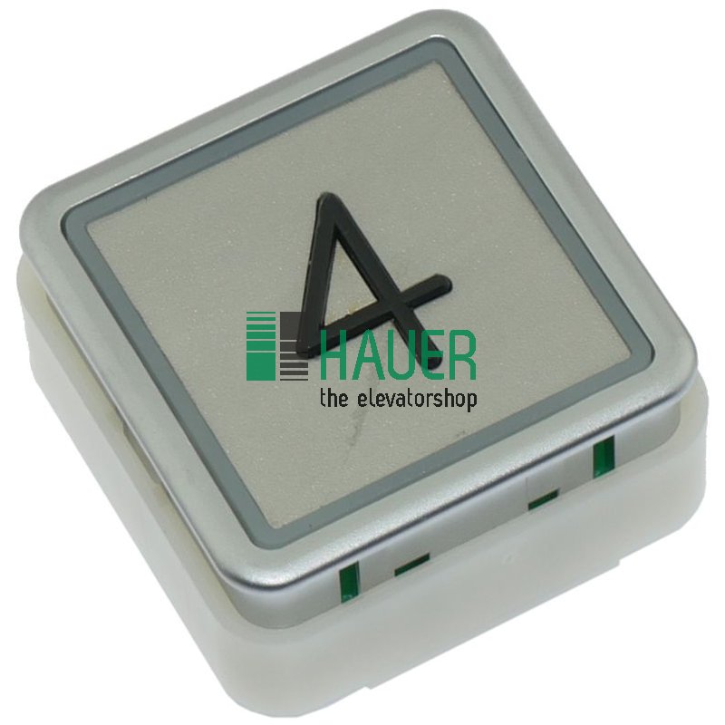 Pulsador DR90, 33x33 mm, táctil negro, LED rojo, 4