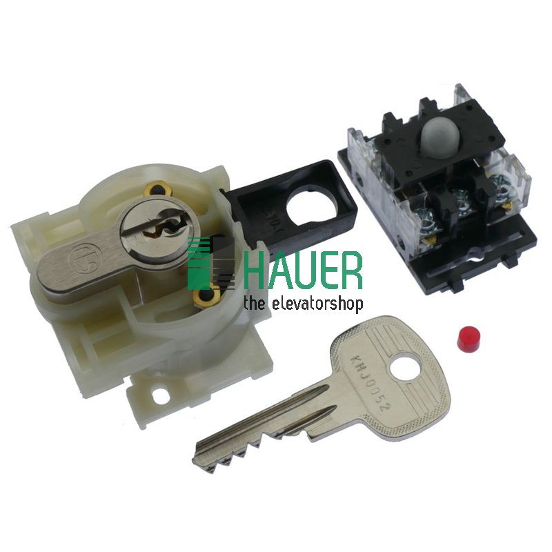 Profilzylinder-Schlüsselschalter, NO/NC, 24V, LED rot, 1Abzug, 2 Schaltstellunge