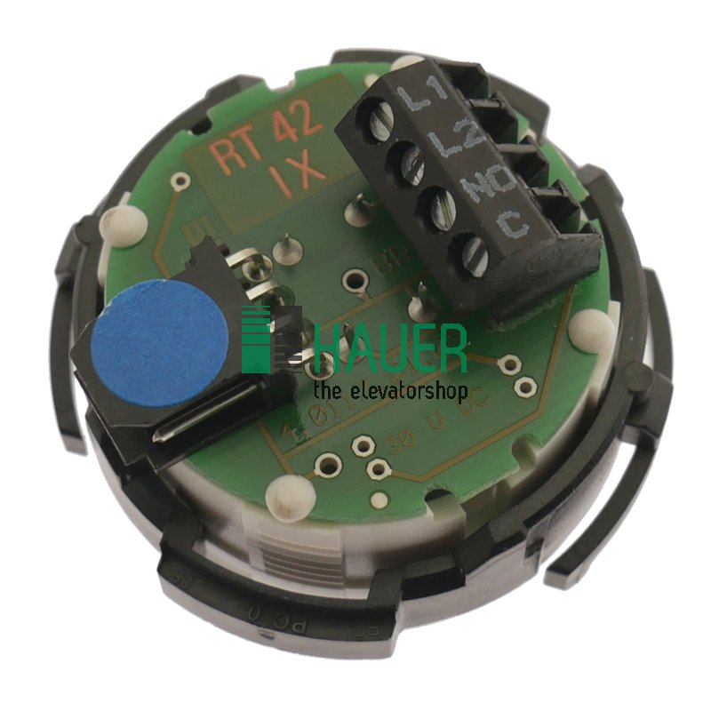 RT42,IX, carc.inox304 pul.,30V, azul, plaq.puls.inox304 mat, laser Abr.puerta