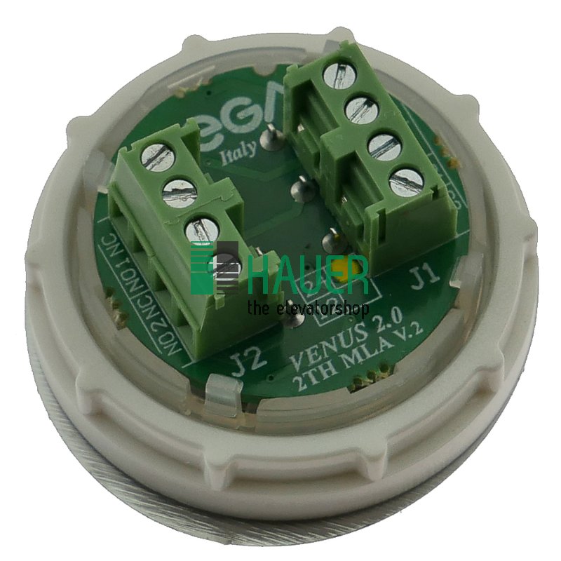 Bouton Venus inox, jaune, borne vis, 24V, NO/NC, alarme