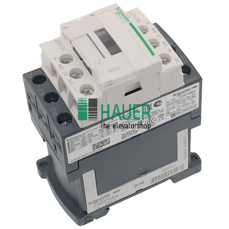 Schneider, contactor LC1D18MD, 1NO+1NC, 400VAC3, 18A, 220VDC, 7,5kW
