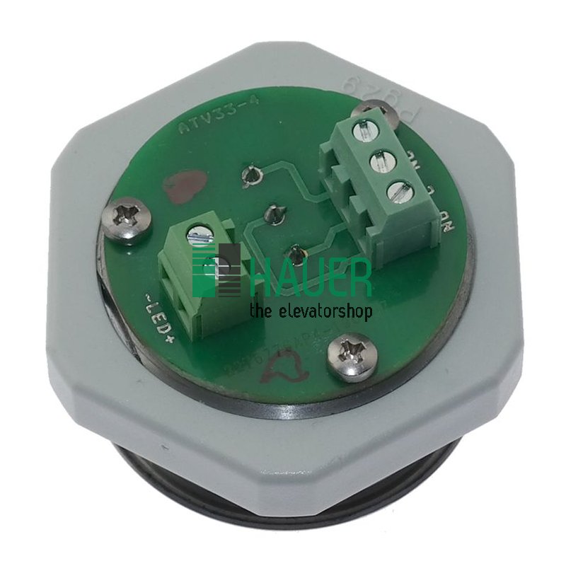 Button AT33V, vandal proof, clamping conn., 24V, LED red, tactile/yellow, alarm