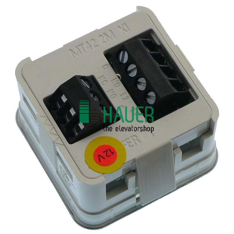 MT42-2M, XI, boîtier V2A pol., 12V cri, 1NO, 1 chang., plaque V2A mat, tactile